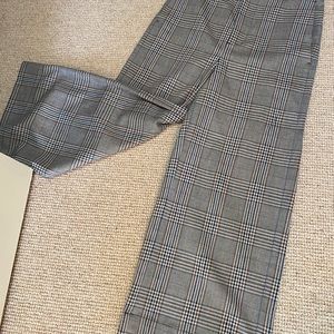 Madewell Wide Leg Cropped Plaid Pant